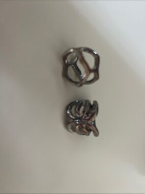 Set of Two Sculptural Silver-Tone Rings